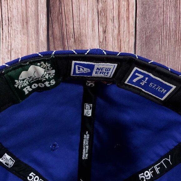 Rare Roots Canada x New Era 59FIFTY depuis 73 Blue Stitched Embroidery Hat 7 1/4 - Picture 12 of 14